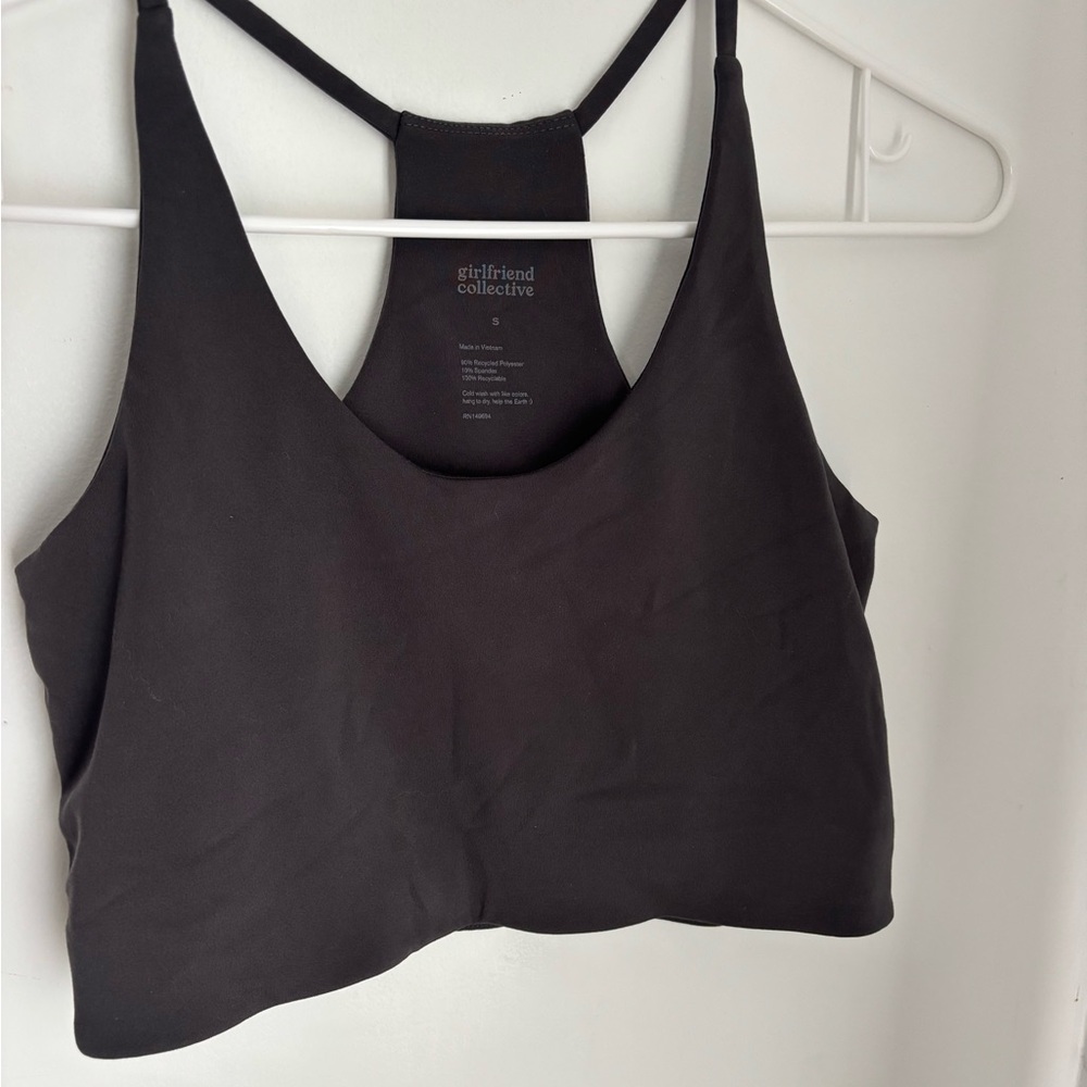 Girlfriend Collective Float Cleo Halter Sports Bra, Gray, small, EUC